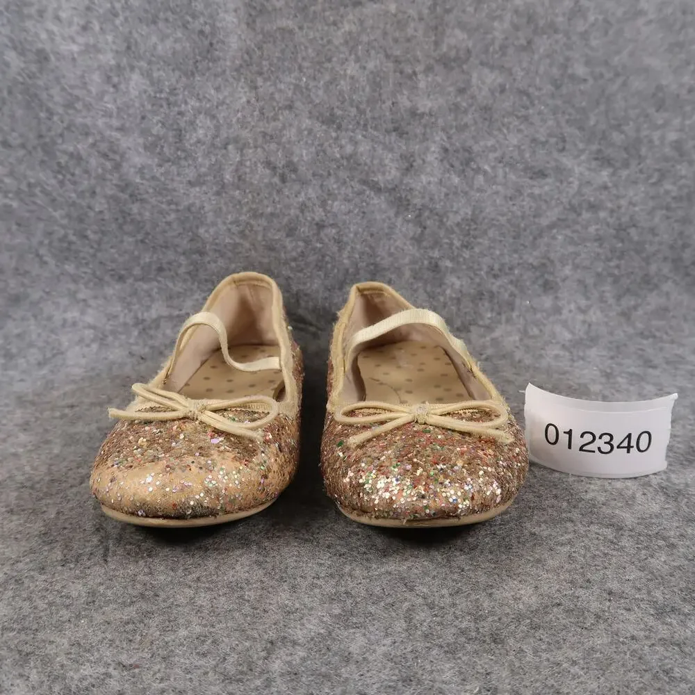 Cat & Jack Shoes Kids 11 Ballet Flats Elastic Strap Glitter Bow Slip On Girls